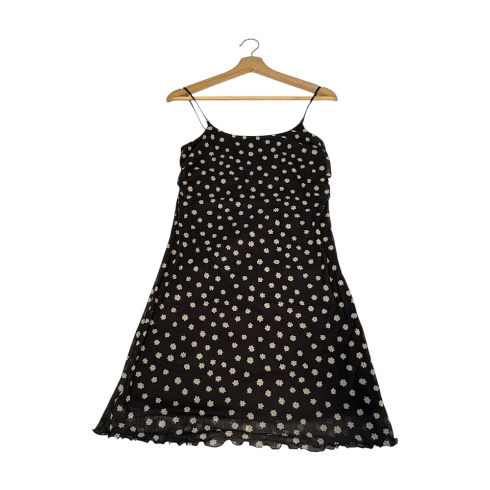 BP Black Daisy Floral Spaghetti Strap Mesh Slip Dress Women’s Small Y2K 90s NWT - Picture 2 of 9